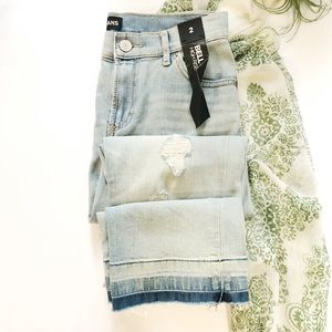 Express Bell Crop High Rise Distress Light Wash 2